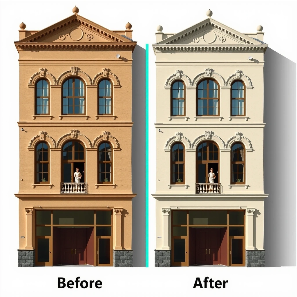 Historic building renovation before and after